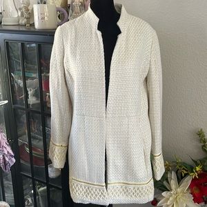 Chicos size 0 blazer  cutest jacket heavy tweed with gold inlay